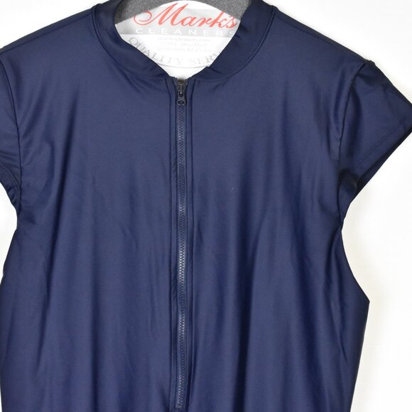 J.Crew Bodysuit 16 Navy Blue Zip Front Sleeveless Machine Wash - Picture 2 of 7